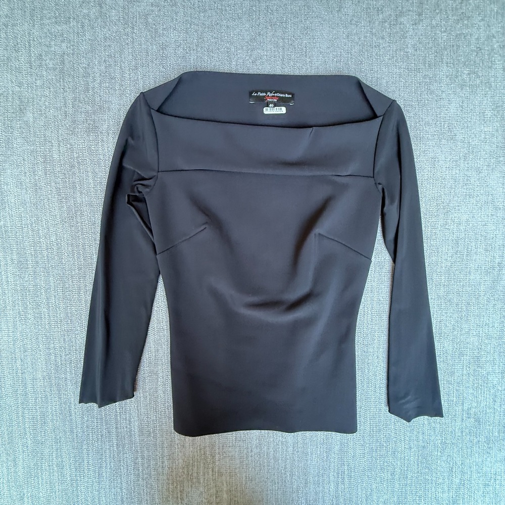 Chiara Boni La Petite Robe Katy Slit-Front Top Womens 40 Black Off The Shoulder